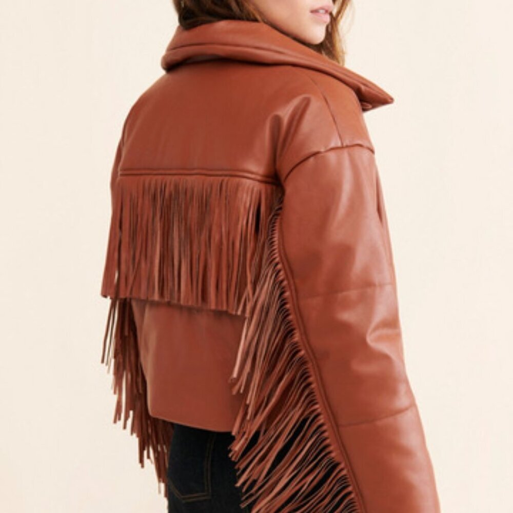 Blank NYC Vegan Leather Fringe Jacket, NWOT, Size 2X - Picture 2 of 5